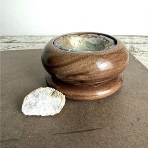 Artisan 4 Pcs Wood Tray & Bowl Set, Agate Coaster Cement Bowl Gold Insert Geode